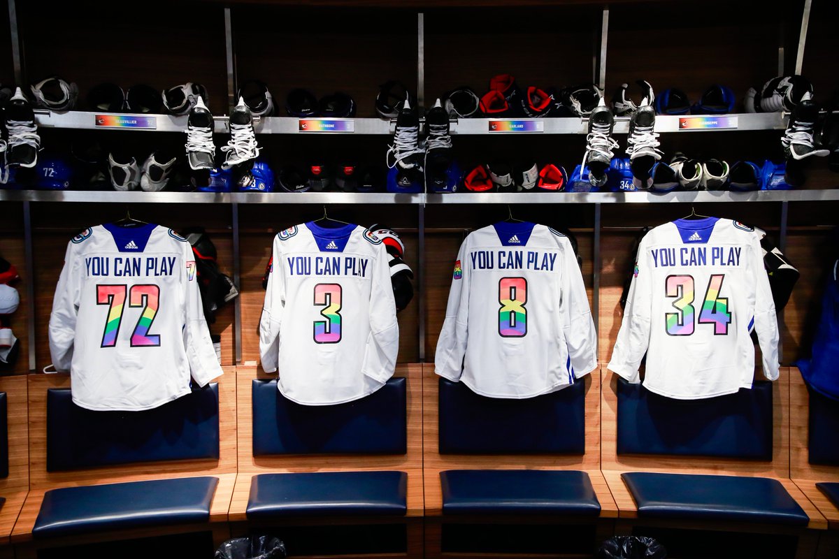 Canucks's tweet photo. Celebrating Pride.🌈 https://t.co/hfMfQkhf6r