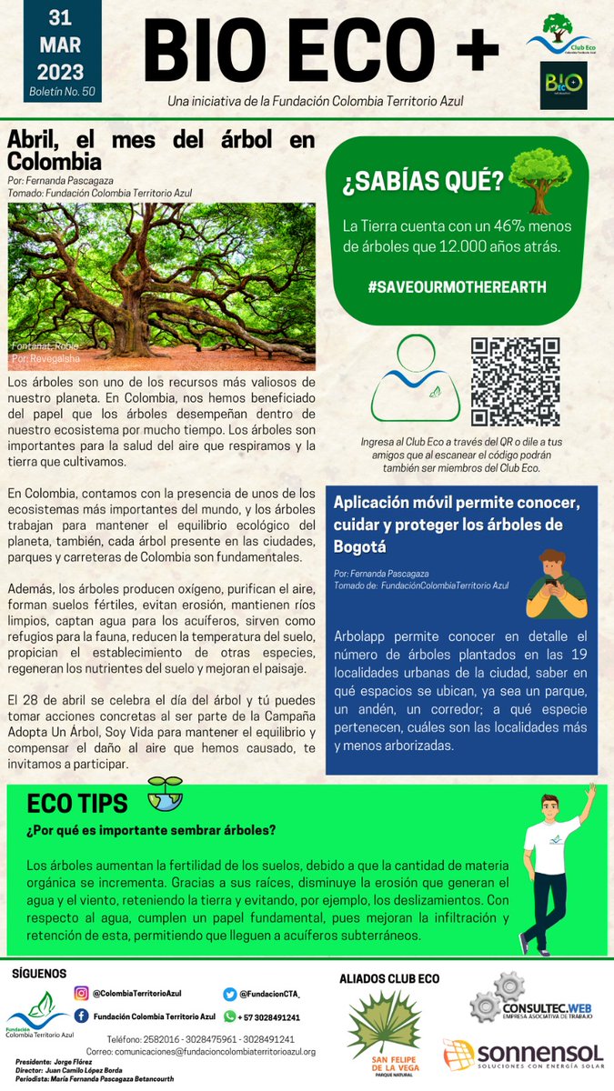 FundacionCTA_'s tweet photo. Al adoptar tu kit de árboles serás parte de la comunidad del Club Eco, allí recibiras información periodicamente como el Boletín Bio Eco+.
.
.
.
#comunidad #club #ambientalista #ambiental #medioambiente #quieroparticipar #yoquiero #bogotá #soyparte #yohagoelcambio #comunidadeco https://t.co/jxu0AMncI3