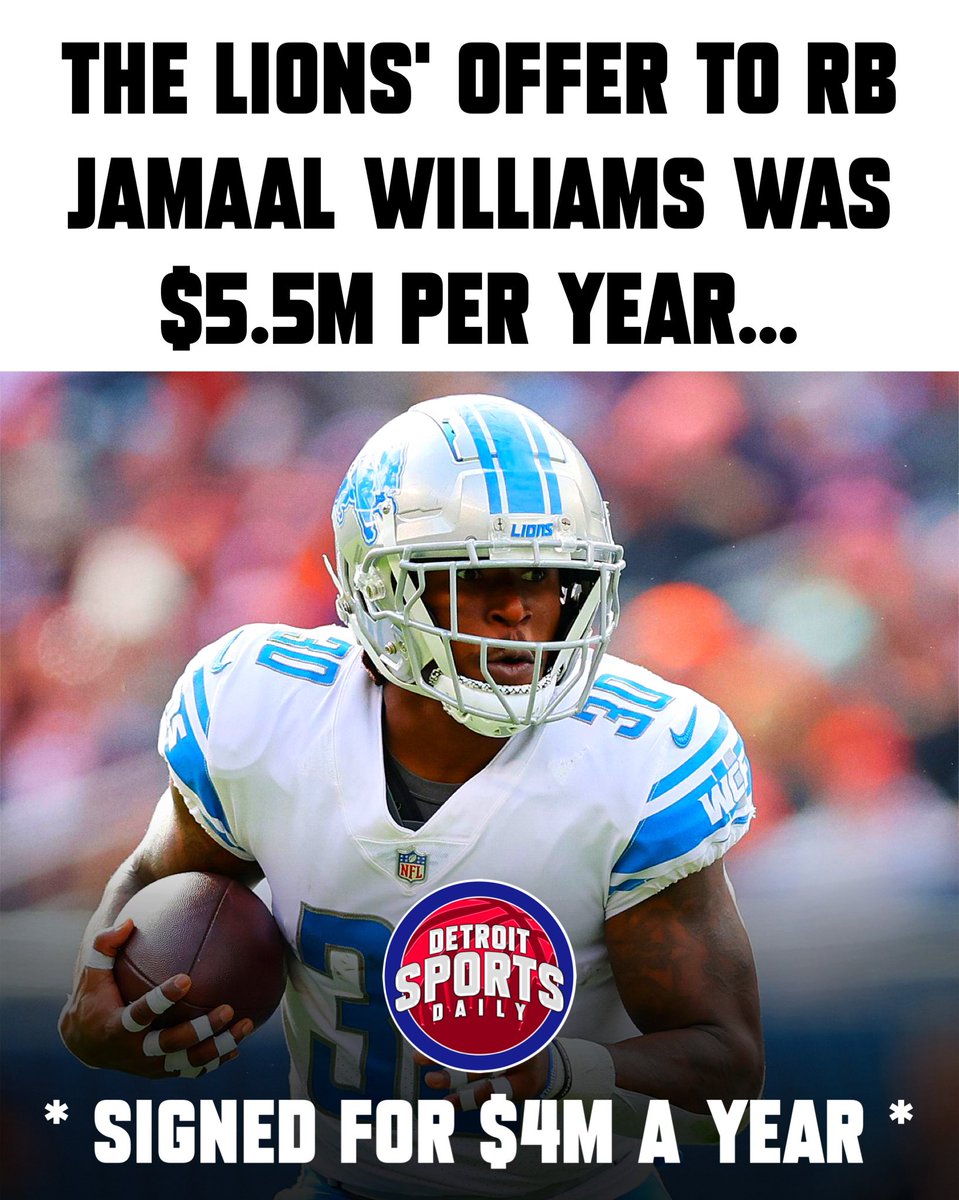 DetSportsDaily's tweet photo. Jamaal Williams turned down $5.5M annually from #Detroit and signed for $4M a year in #NewOrleans…

Did Jamaal play himself⁉️🤔 https://t.co/0Gd6uDoihC