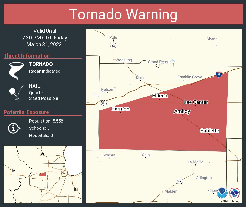 NWS Tornado on Twitter "Tornado Warning including Amboy IL, Sublette