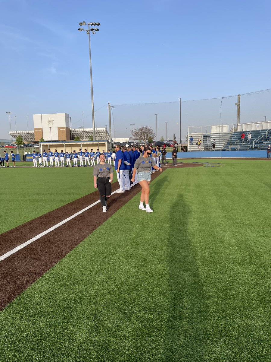 coachwweaver's tweet photo. @kay_long29 and @LambzLuci our girls state powerlifting qualifiers throw out the first pitch tonight before the @BaseballBoswell game vs. North Crowley! https://t.co/vs0FsNOU4j