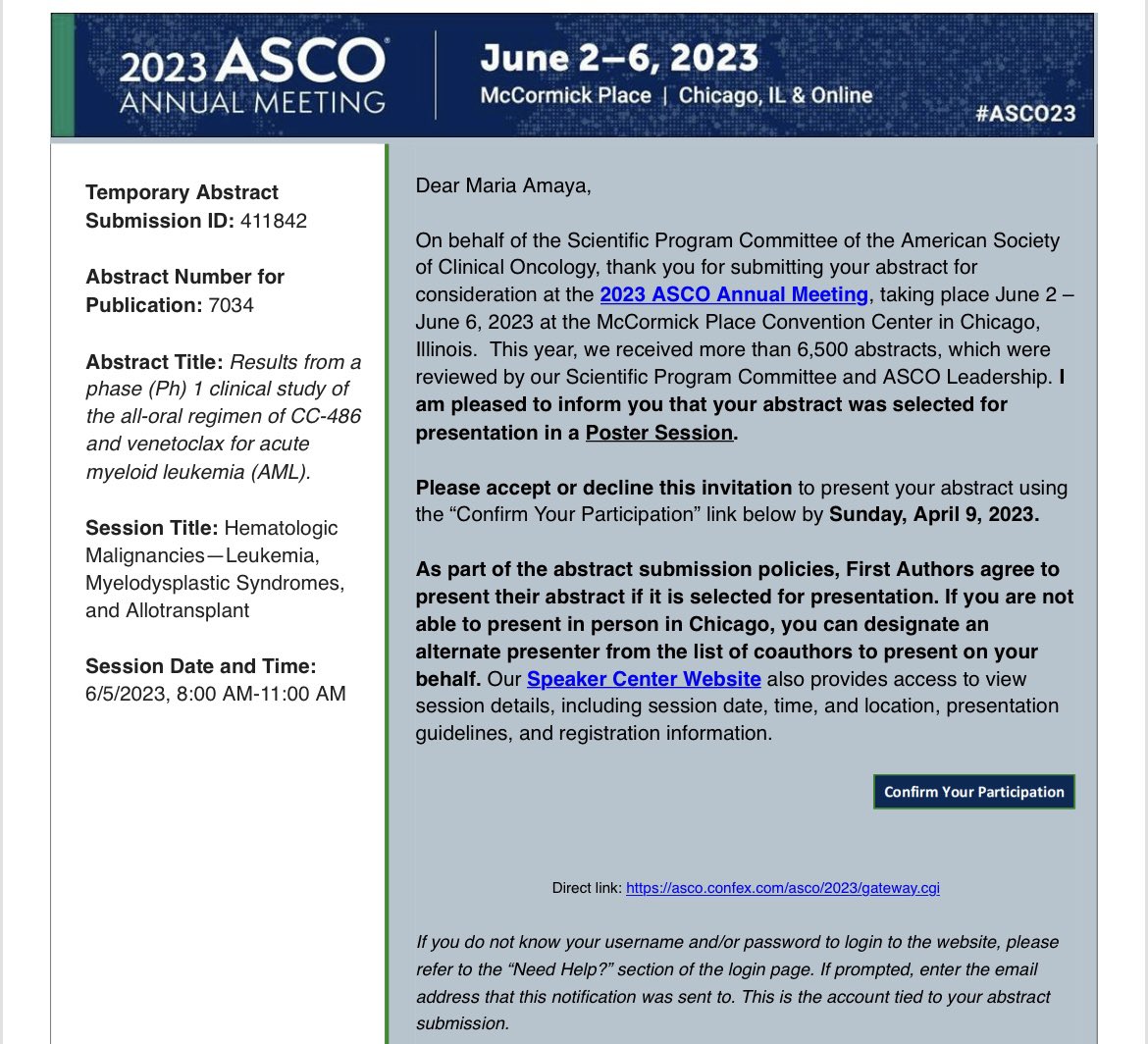 Venetoclax and oral azacitidine for R/R AML patients. See you at ASCO! #AMLsm