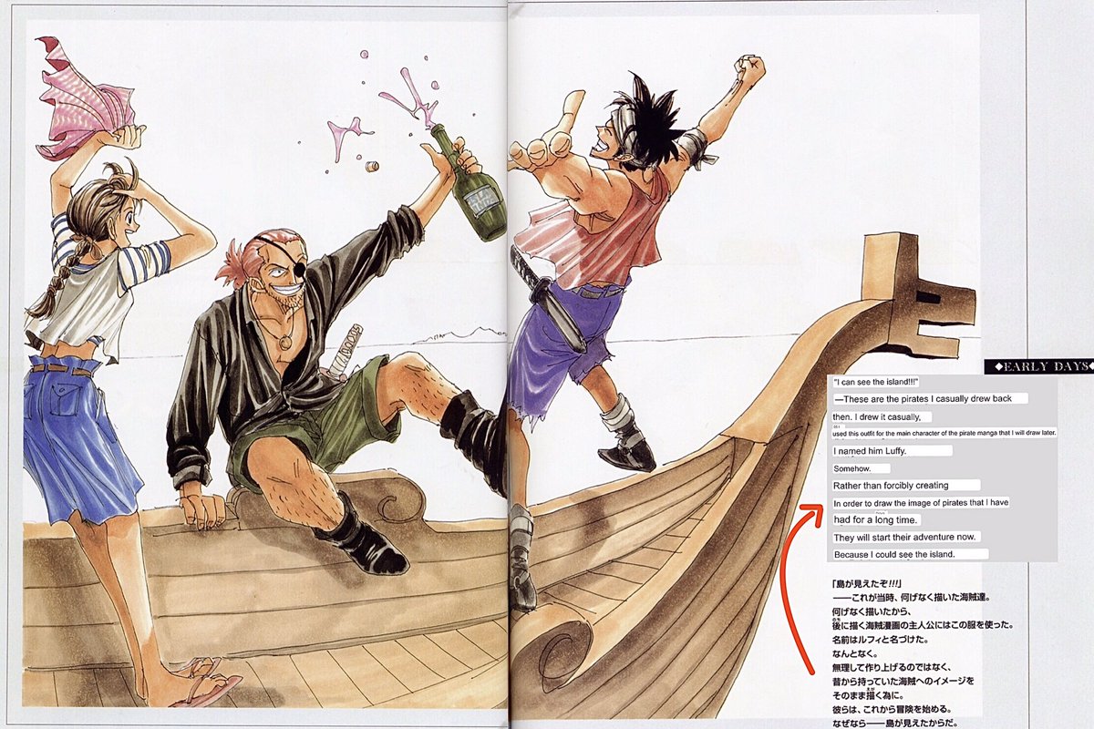 RDT_OG's tweet image. Early concept of Romance Dawn Trio and Oda’s note in it. They were always meant to be the Main Trio
#ONEPIECE1080 #ONEPIECE #LUFFY #ZORO #NAMI