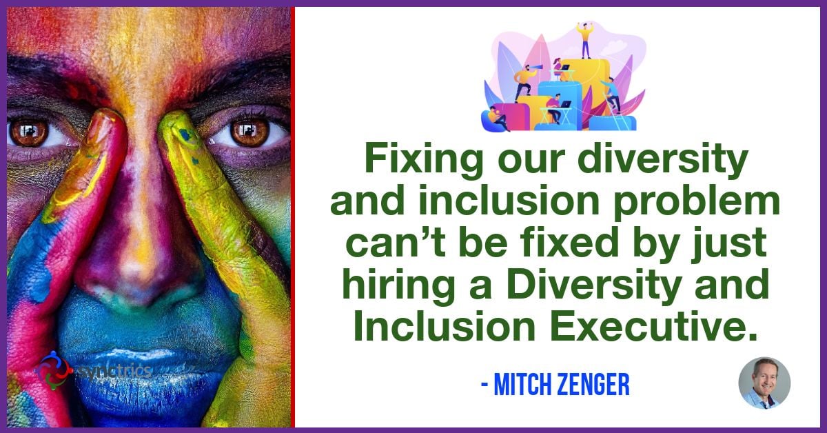 Why do we think one person can fix our D&amp;I problem???
We need to get everyone working together in teams to really make an impact!
<a href="/mitchzenger/">Mitch Zenger</a> <a href="/synctrics/">Synctrics - Optimizing Team Success</a> go.synctrics.com/synctrics
 #Culture #Metaverse #Teamwork #HR #Jobs #Leadership #PeopleAnalytics #Community #Belonging #Diversity