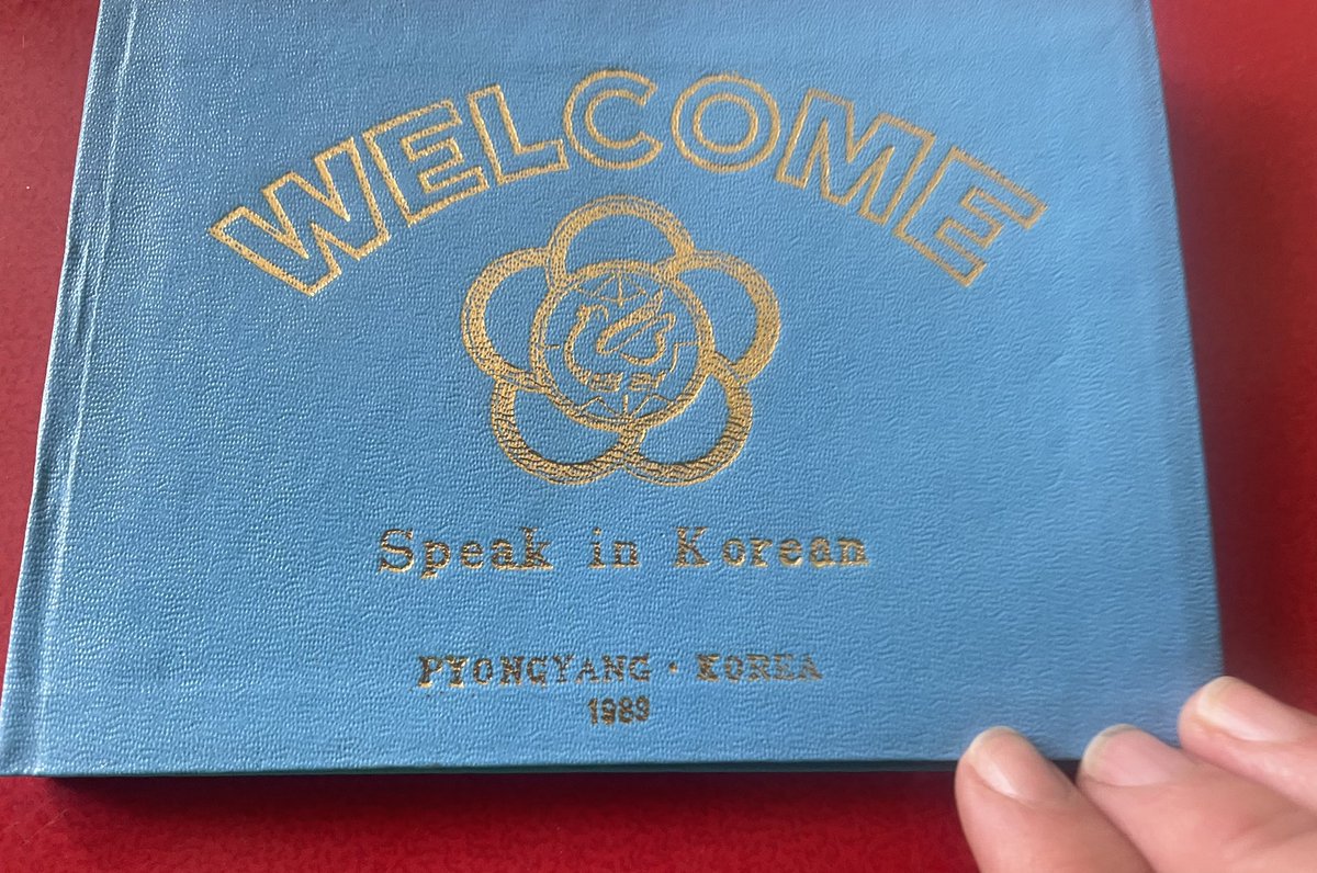 lucyportercomic's tweet photo. Today’s charity shop find. A North Korean phrase book from 1989. Particularly enjoyed the ‘expressing one’s feelings’ page. These are the only feelings permitted in North Korea AND the only acceptable responses to seeing a friend’s stand-up show https://t.co/G9nOl5SxSb