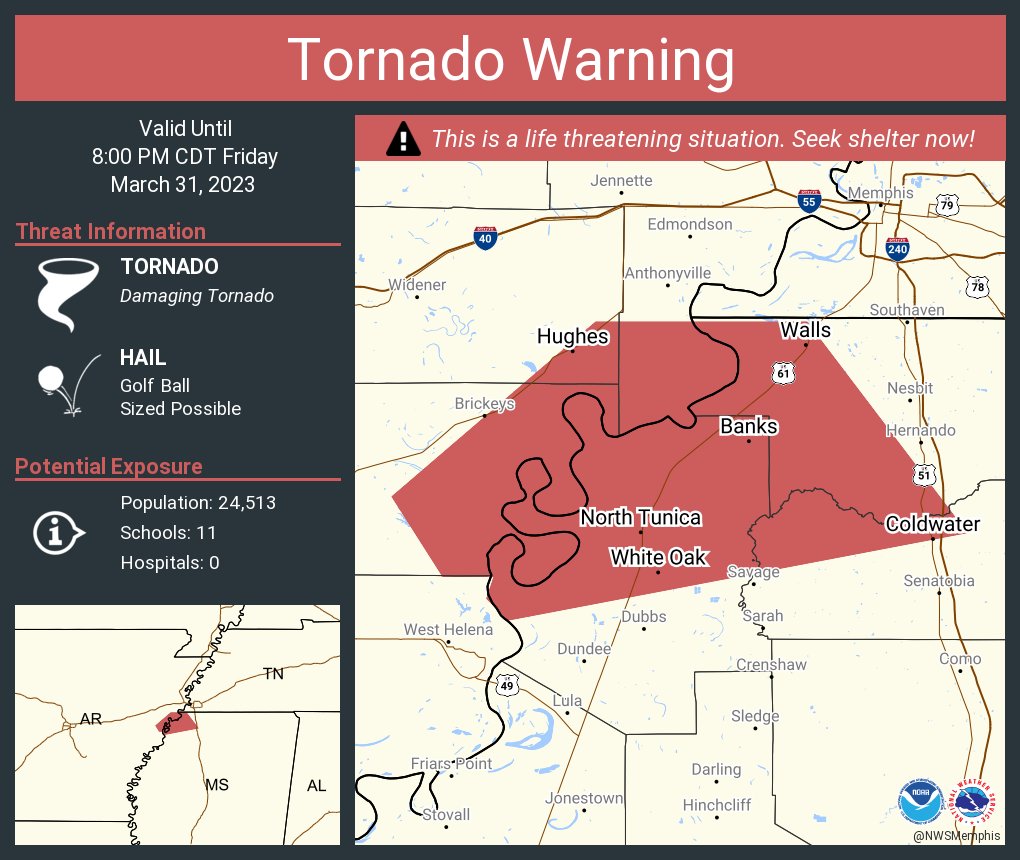 NWS Tornado on Twitter "Tornado Warning continues for Coldwater MS