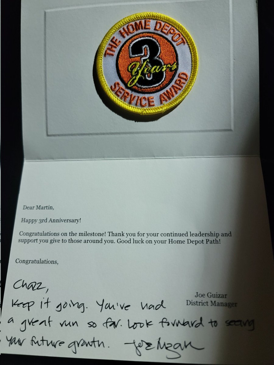 CNTHDPC's tweet photo. 3 years today with the greatest company in the world. Thank you @HD_JGuizar . The sky's the limit looking forward to another great year of learning and growing to prepare me for my next roles. Thankful for every leader and associate who has helped guide me on my career path. https://t.co/qdQOnCYbFJ