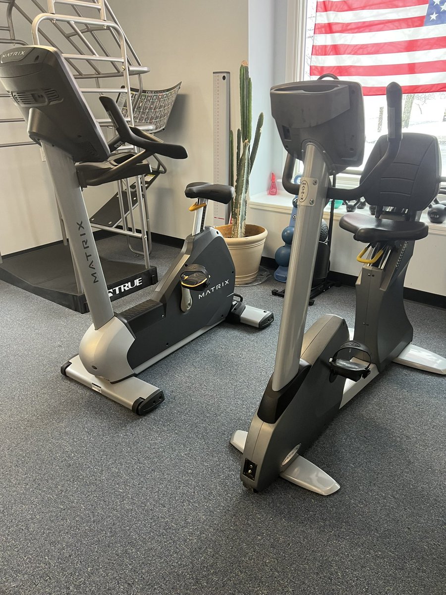 IsabelGomespt's tweet photo. Here are the bikes we use to help patients with leg or knee injuries. They help to get their range of motion back and even their strength. Some patients will even start on the bikes to get their muscles going before proceeding in the session. @YHSMrsMero #WISE #PhysicalTherapy https://t.co/mtqqEwYVXq