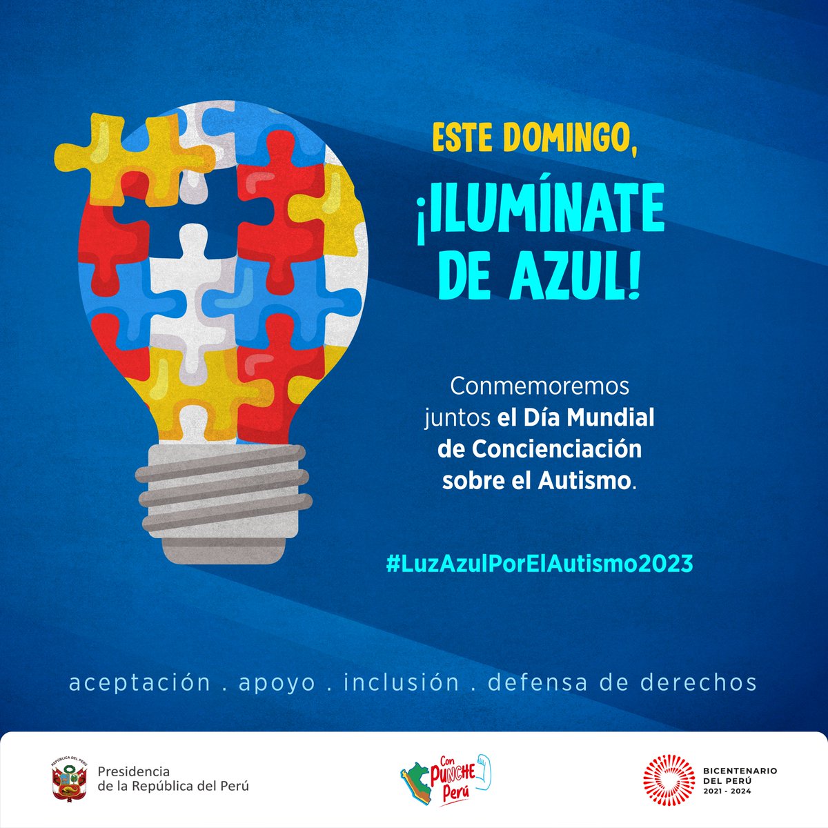 presidenciaperu's tweet photo. 🇵🇪💙 Previo al Día Mundial de Concienciación sobre el Autismo, desde mañana, Palacio de Gobierno se iluminará de azul, en conmemoración de esta fecha, a fin de reconocer el aporte de las personas con autismo a la sociedad y promover un país más inclusivo y con mayores oportunidades para todas y todos.
#LuzAzulPorElAutismo2023
#DíaMundialDelAutismo
