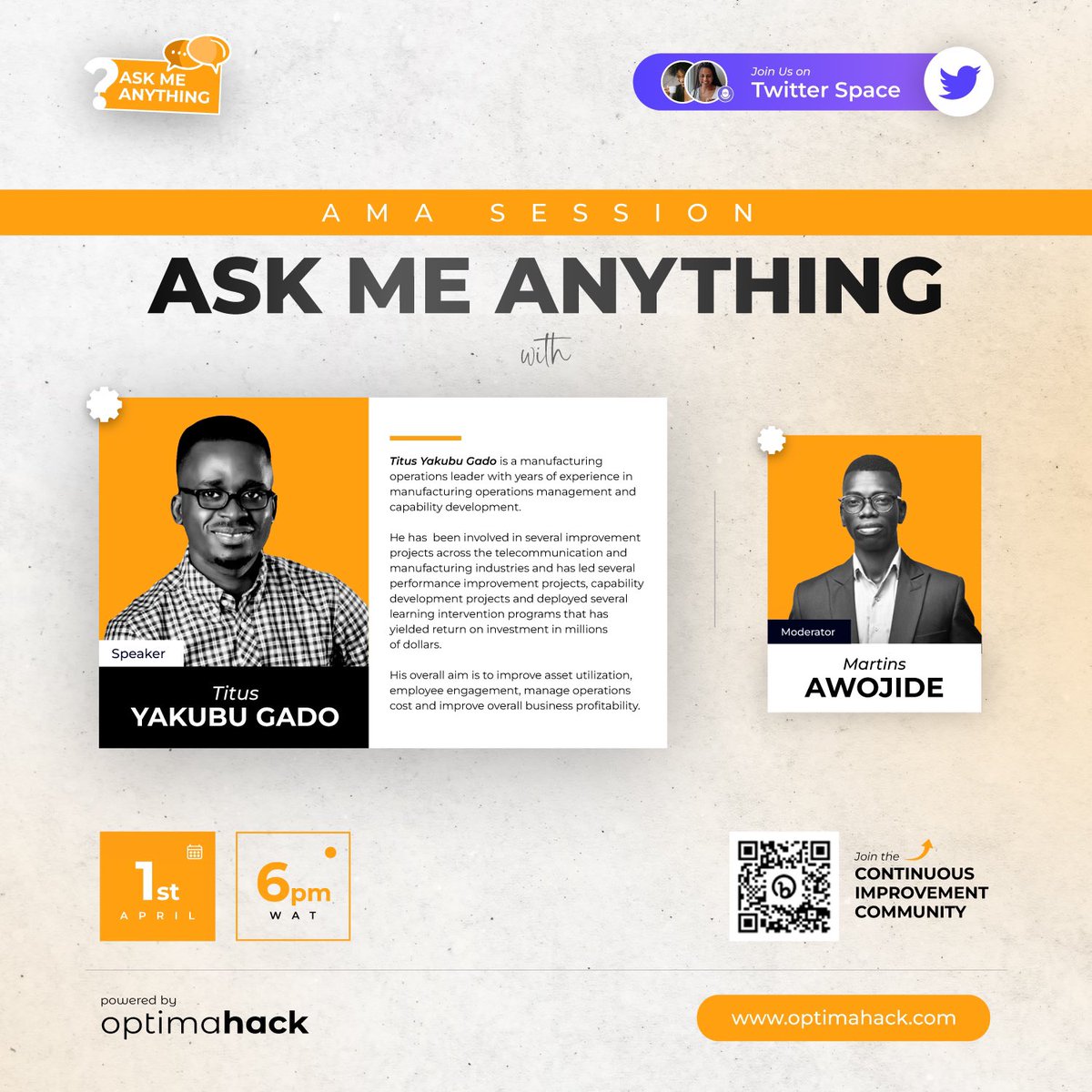 otokitiayomide's tweet photo. Exciting news! Our community is hosting another #AMA session, this time featuring another industry expert with years of experience. Join us this Saturday at 6pm as he shares his journey and offers advice for young professionals. Don't miss out, block your calendar now! 
#CICircle https://t.co/1r5t2ilzfF