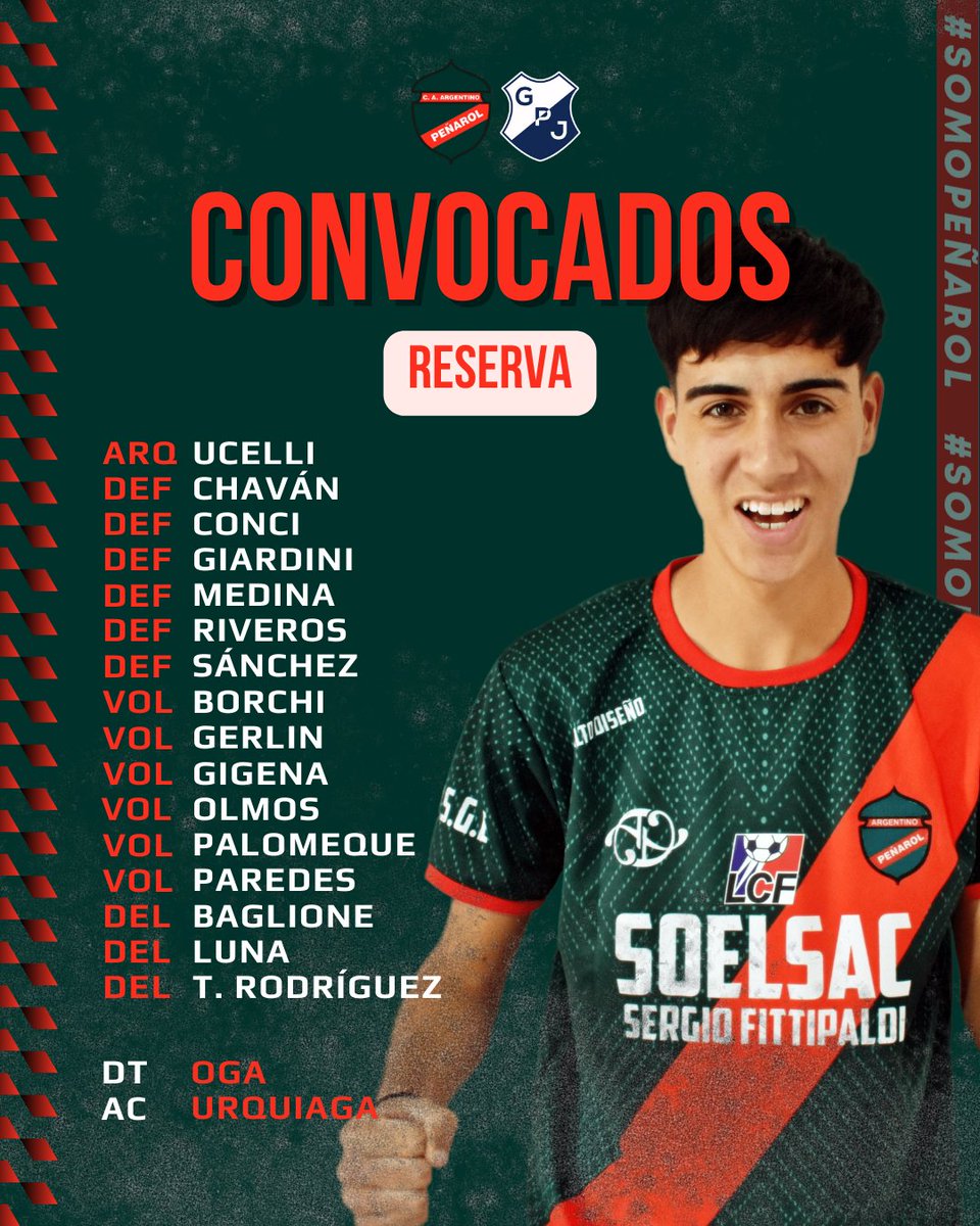 📋 Convocados para este sábado...

🟩 16.00 Primera
🟥 14.00 Reserva
🆚 #GeneralPazJuniors
🏟️ #ElTrampero