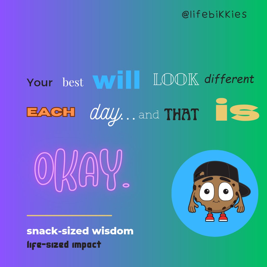 lifebikkies's tweet photo. Our best efforts can look different from day to day.
Life will affect how much energy and focus we have to give to tasks at hand on any given day but we must recognise that this variability isn't an excuse to try!
Let's cultivate a sustainable approach to excellence. https://t.co/SGaKgxgxmX
