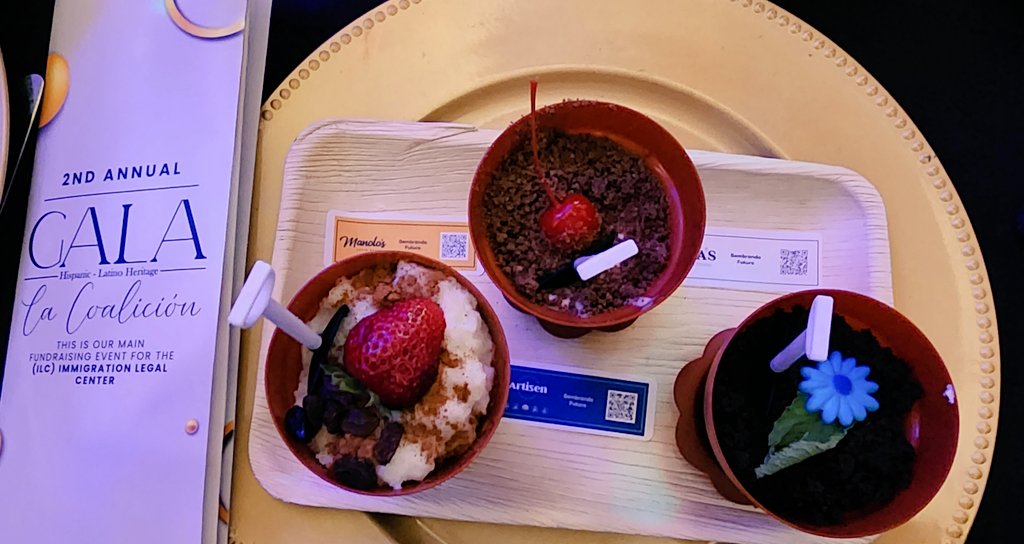 JoseDAlvarez's tweet photo. Celebrating @LaCoalicionCLT during its 2nd Annual Gala.
And @BetancurManolo from @ManolosBakery showing off with some delicious and creative desserts. #ShopLocalCLT https://t.co/dxbmdpJNgm