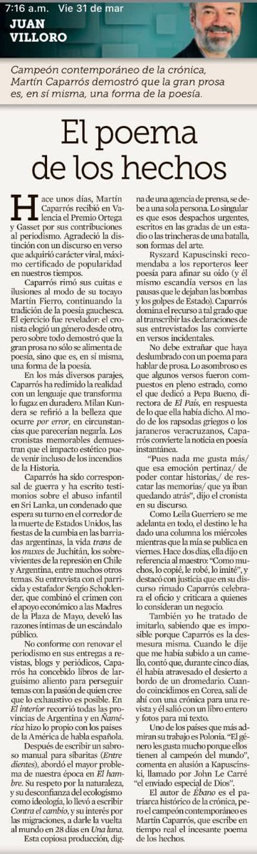 JuanVilloro56's tweet photo. Comparto artículo sobre Martín Caparrós https://t.co/YOfWMIQK90