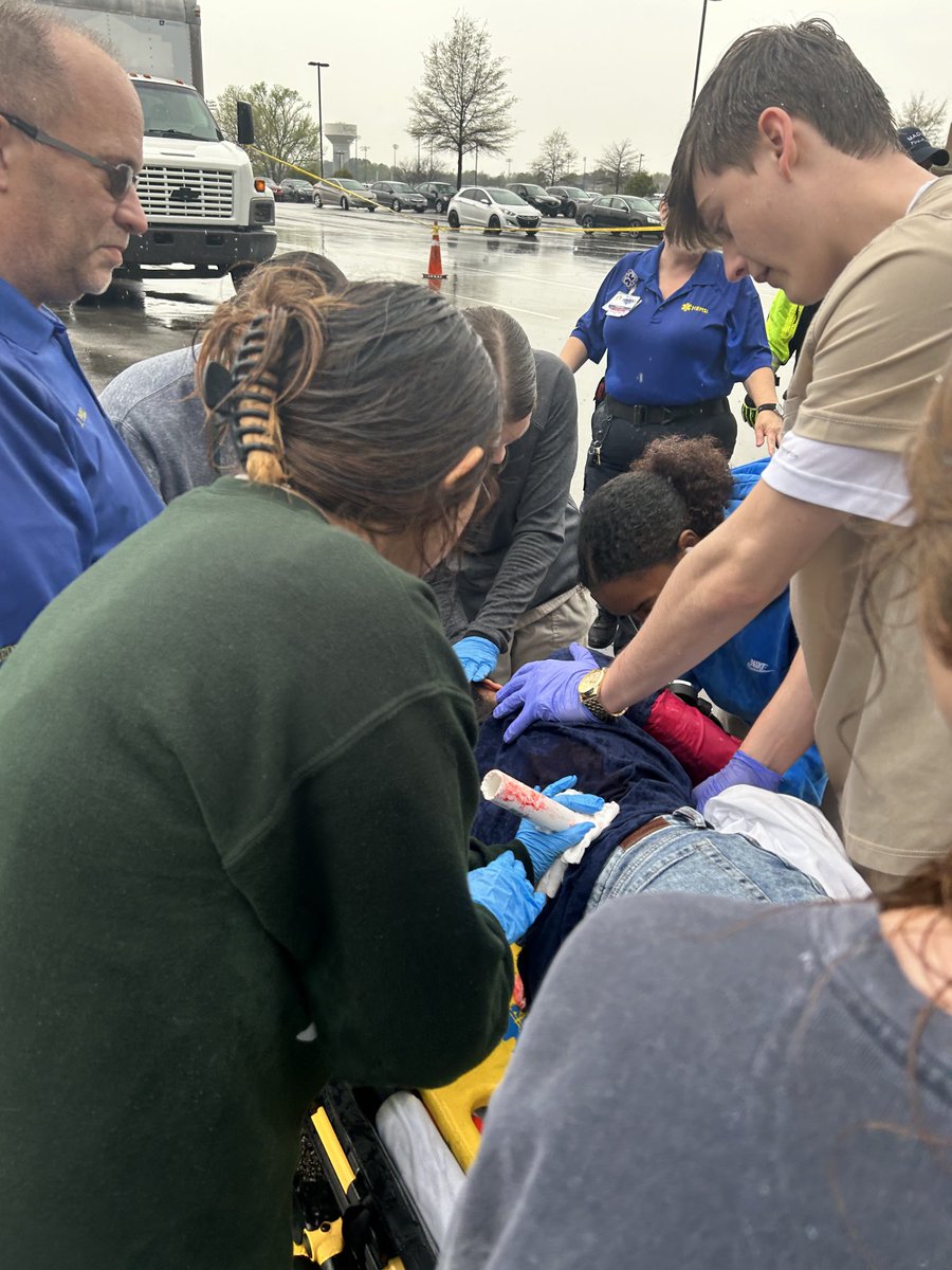 Mock Trauma in the rain. So very proud of these Health Science Ss putting into action all they’ve learned! #mcslearn #proudtobeajet