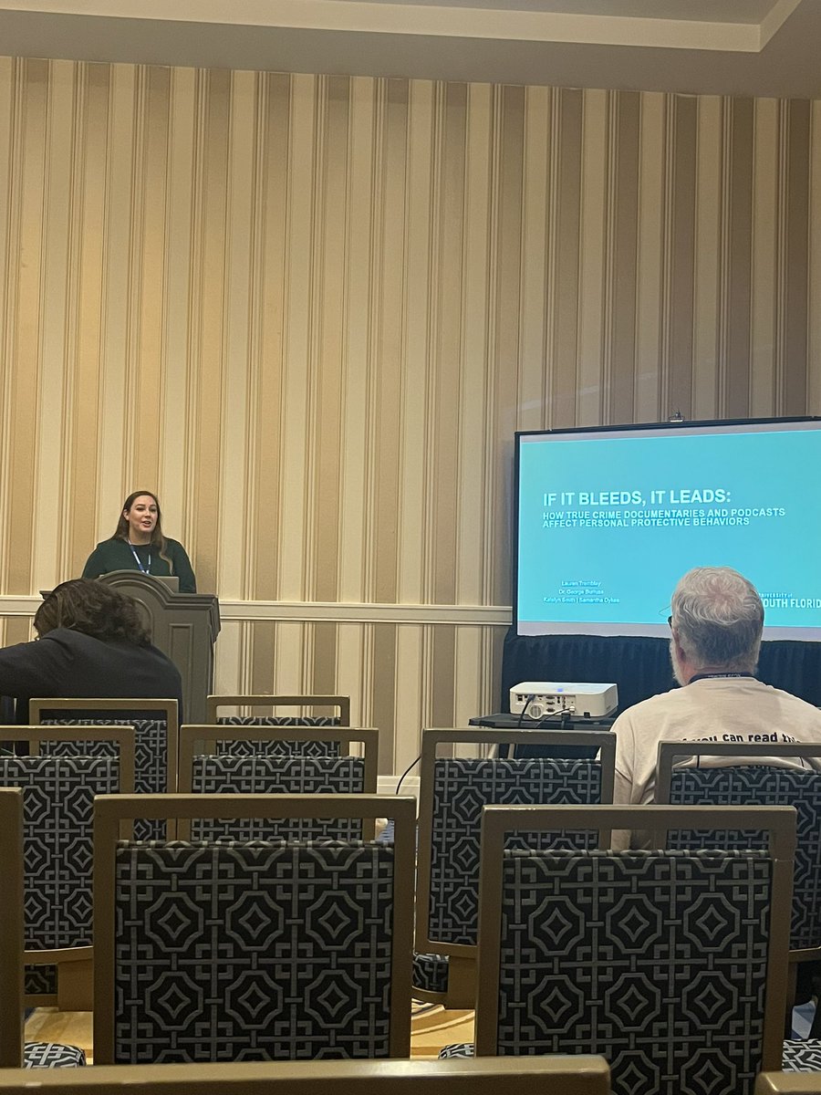<a href="/DarknetLaur/">Lauren Tremblay</a> presented her research with Dr. Burruss on true crime consumption, fear of crime, and personal protective behaviors at <a href="/ACJS_National/">Academy of Criminal Justice Sciences</a> in National Harbor, MD