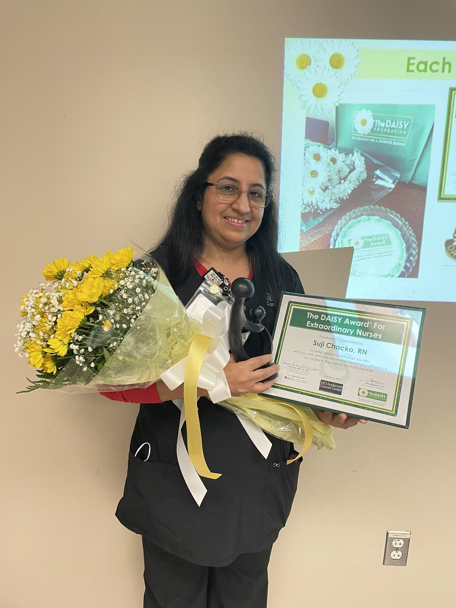 Celebrating our DAISY Award Honorees - Tera Dubose (ICU), Haiwen Zhao (G17), Shibi Kalappurackal Varkey (P8), and Suji Chacko (P8) <a href="/CarolPorterDNP/">Carol Porter DNP, RN, FAAN</a> <a href="/MDAndersonNews/">MD Anderson Cancer Center</a> <a href="/DAISY4Nurses/">DAISY Foundation</a>