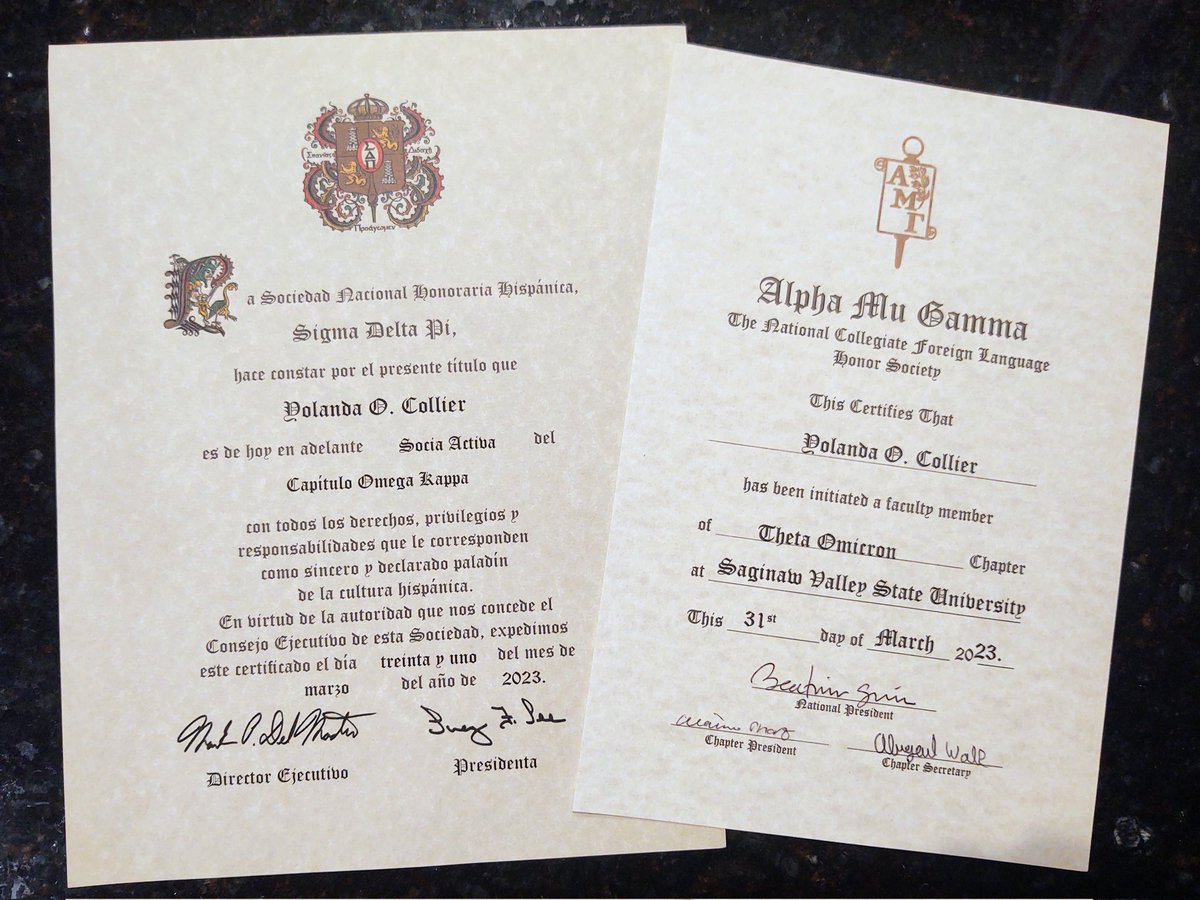 JeffreyJCollier's tweet image. Congratulations to Yolanda! She was inducted this evening into both the Alpha Mu Gamma National Collegiate Foreign Language Honor Society AND the Sigma Delta Pi National Hispanic Honor Society tonight as faculty at @SVSU. #ProudHusband #ThisGirlIsOnFire