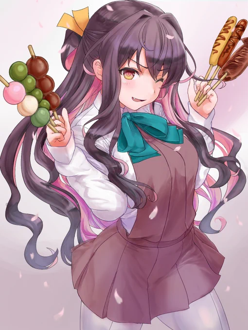 暖かい陽気なので花より団子な長波サマ #艦これ #長波 