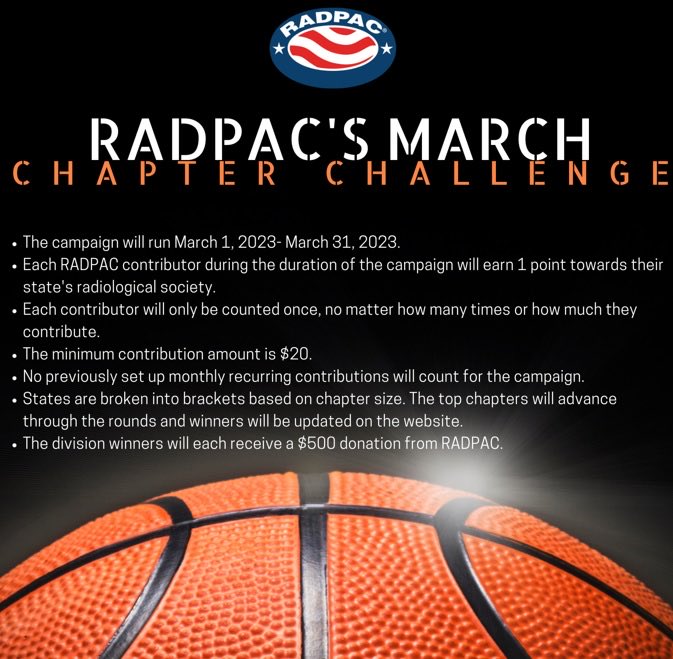APodMD's tweet photo. It’s the final countdown for the @RADPAC #MarchChapterChallenge. Just hours left to help get your state the trophy. https://t.co/NbSyVBCLlw to learn more.
#MarchRADness #Radvocacy https://t.co/IDUxG4qm2w