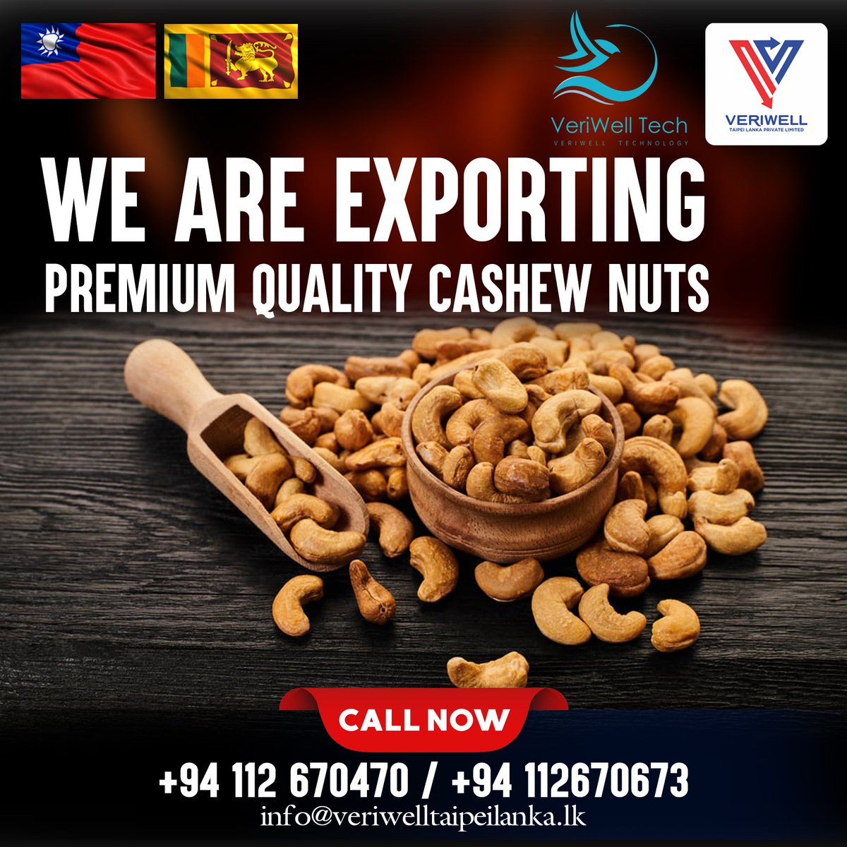 Are you looking for Premium Quality cashews for your business?

#cashewnuts #globalresturant #localresturent #cashewsale
#cashewlove #premeiumquality #no1quality #veriwell #exportcashew #wholesaller #taipei #srilankabusiness #taipeibusiness