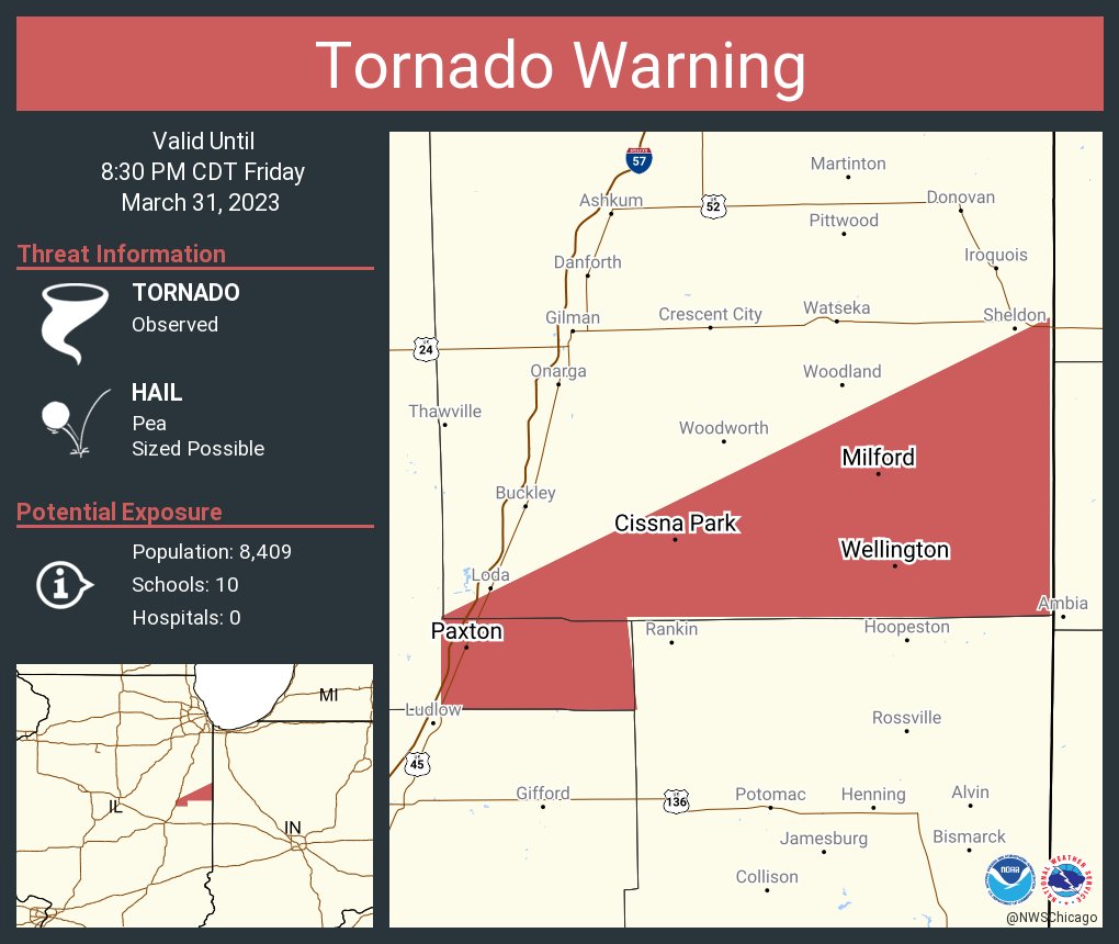NWS Tornado on Twitter "Tornado Warning continues for Paxton IL