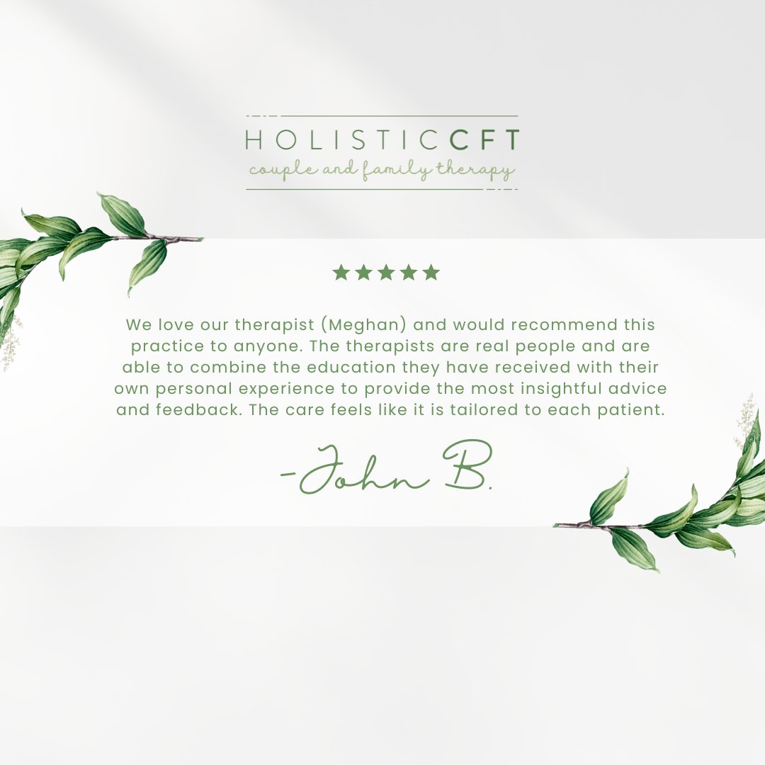 We’re thrilled to share a wonderful review from one of our patients! 🤩 Check out what they had to say about their experience with Holistic Couple and Family Therapy!

#HolisticCFT #CouplesTherapy #FamilyTherapy #Chicago #ChicagoTherapy