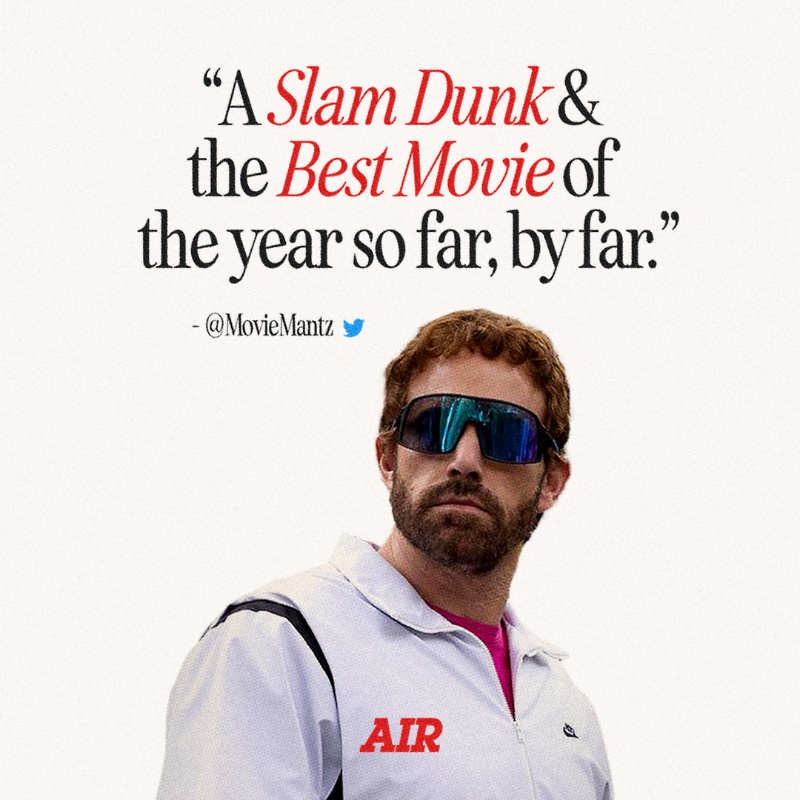 airmovie's tweet photo. Everyone's talking about #AIRMovie, exclusively in theaters everywhere this Wednesday. Get tickets now!