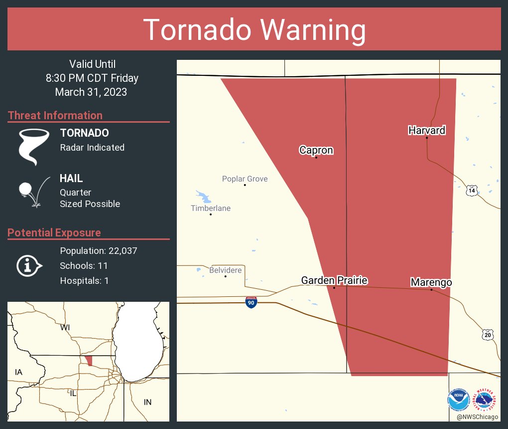 NWS Tornado on Twitter "Tornado Warning continues for Harvard IL