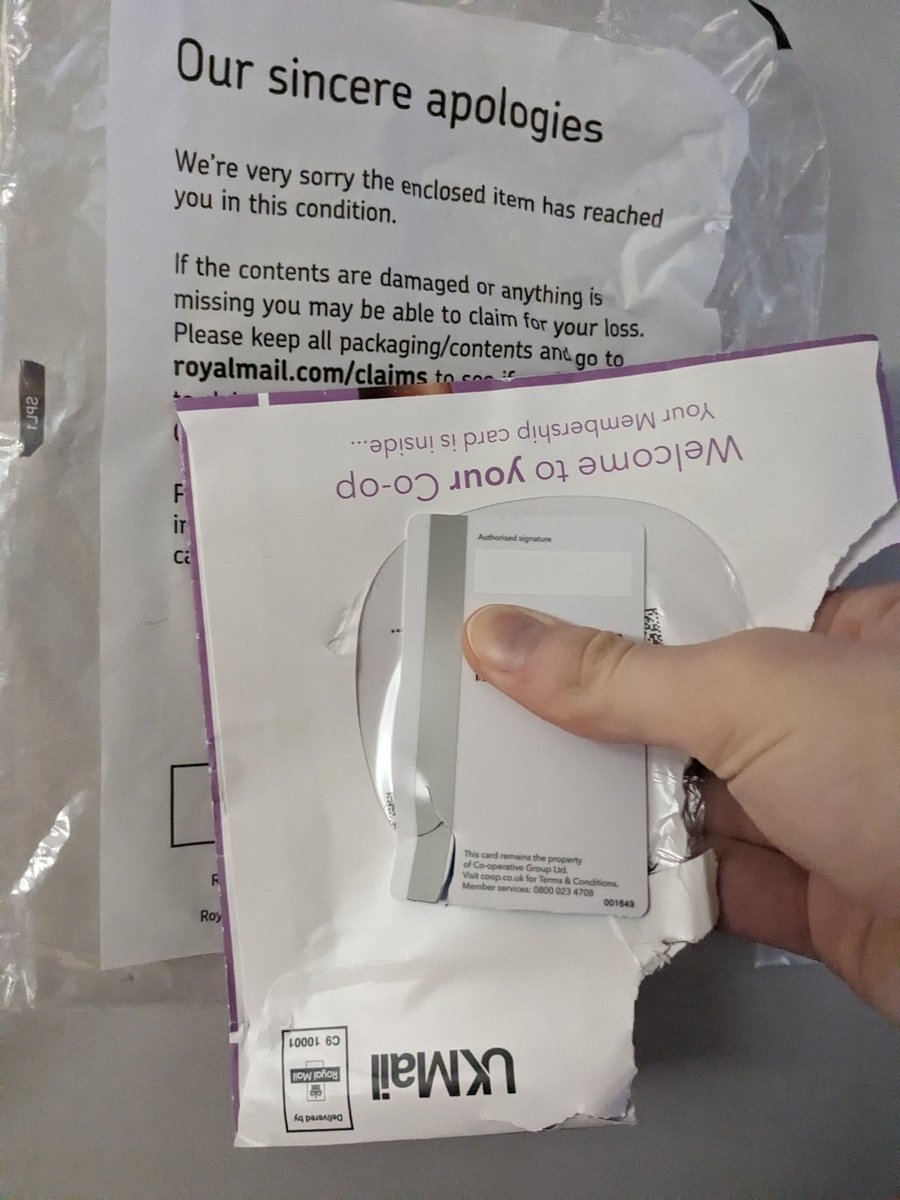 HarryDSL99's tweet photo. @coopuk card got delivered in kind of one piece courtesy of @RoyalMailHelp https://t.co/fd1uWOQ0E3