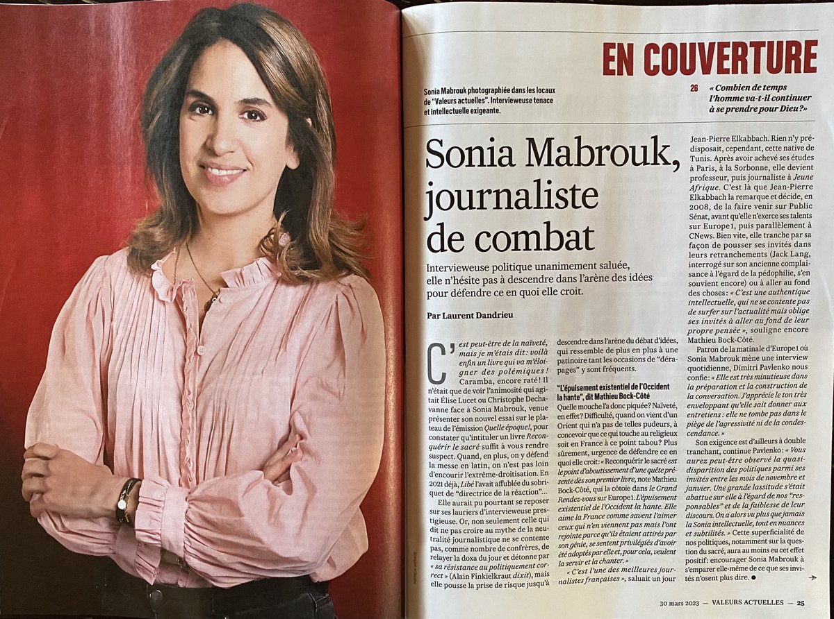 Superbe article sur @SoMabrouk où l’on découvre encore plus notre chère Sonia et son Amour pour la France et pour le Sacré. Bravo et un Grand merci Sonia. #Reconquerirlesacré est passionnant et vivement conseillé 😉👍👏🫶🏻💕 Belle journée Sonia 😍