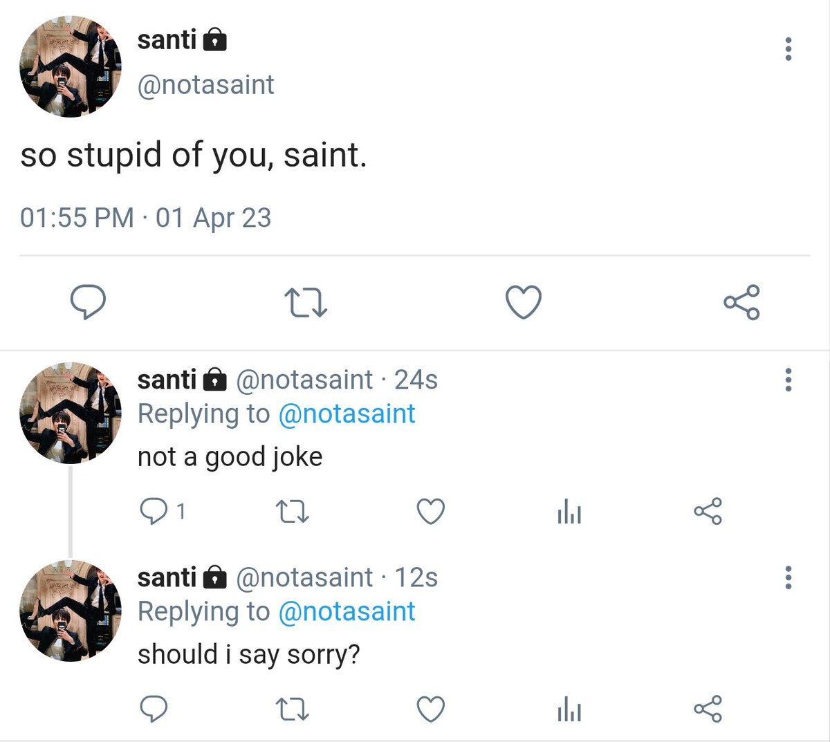 smarklesri's tweet photo. jk.
— an almost paradise few tweets au, #jaxaint april fools special ! https://t.co/p9BF9vXz7k