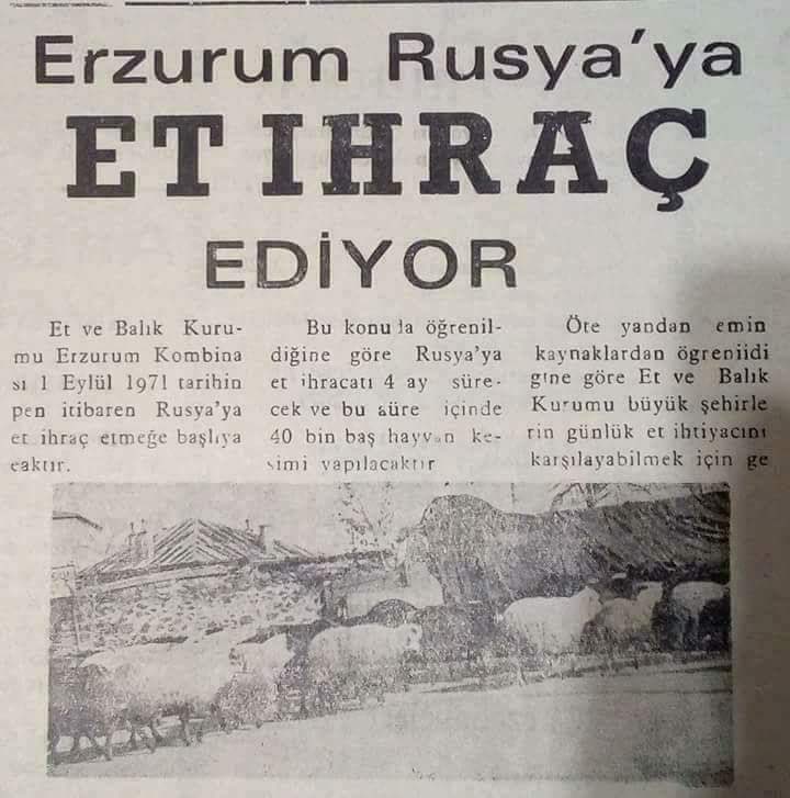 Çok değil, 25 Eylül 2017’de Rusya Başbakan Yardımcısı Dvorkoviç, “Domates sevkiyatına izin verilmesine yönelik bir karar yalnızca, Türk pazarının bizim et ürünlerimize açılmasıyla bağlantılı olarak alınabilir” diyor. Oysa 1970'li yıllarda eti ihraç eden biz, ithal eden Rusya🤦🏻