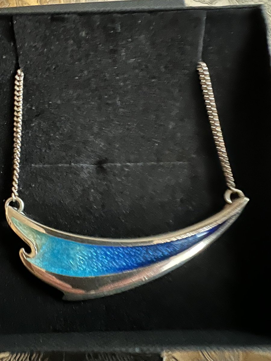 Sheila Fleet Scottish Designer Silver and Enamel Wave Pendant and Earring Set @gadcouk #etsyshops #designer #scottish #jewelry