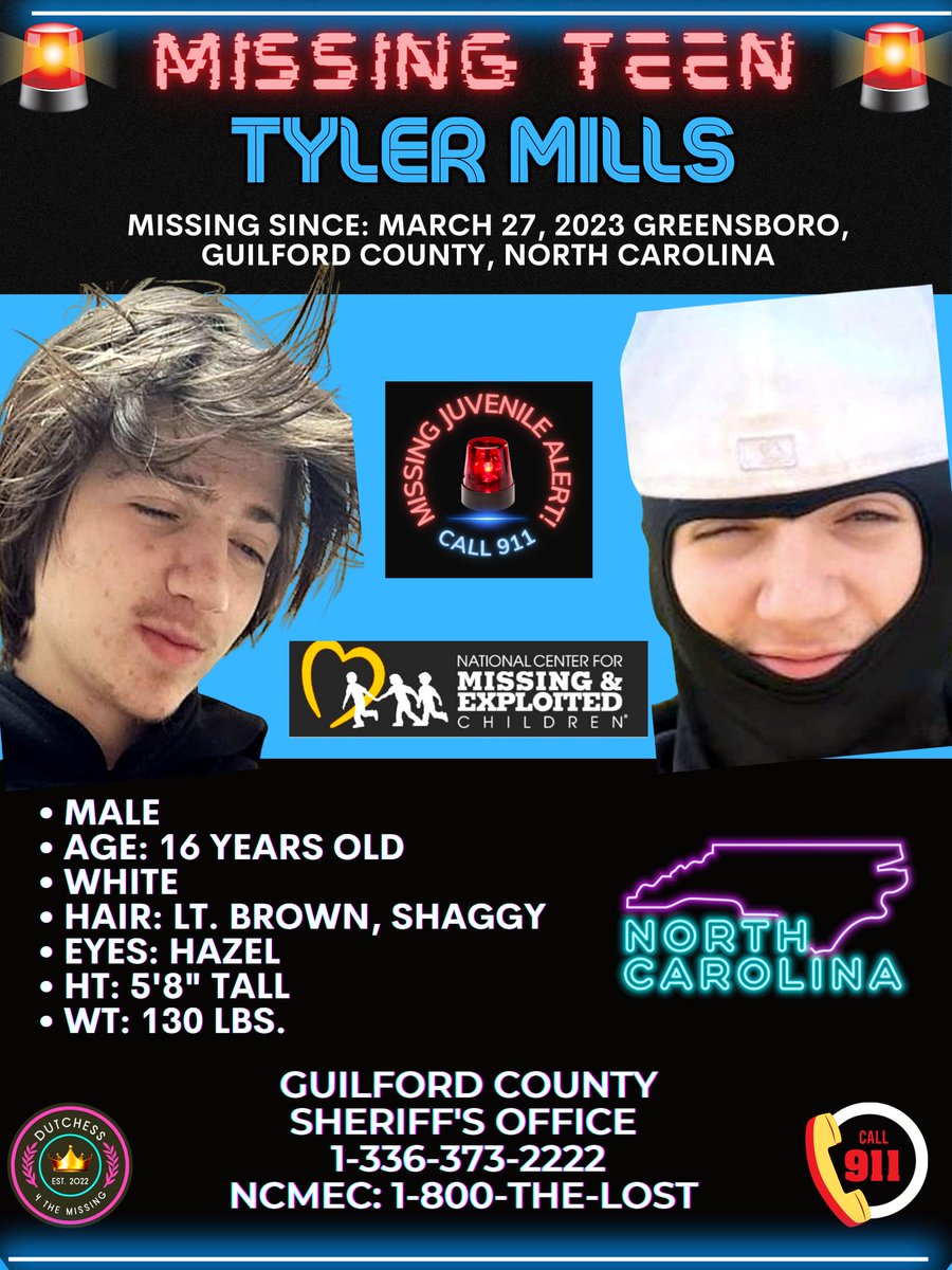 🚨 #MISSING 🚨
#TYLERMILLS
#GUILFORDCOUNTYNC #GREENSBORONC
#NCMEC #BOLO #SHARE  @ArcticfoxTrue
@chasingtruth_
@MichelleMackl11
@shellybelly0321
@OverlookingEyes
@millieNBama
missingkids.org/poster/NCMC/14…