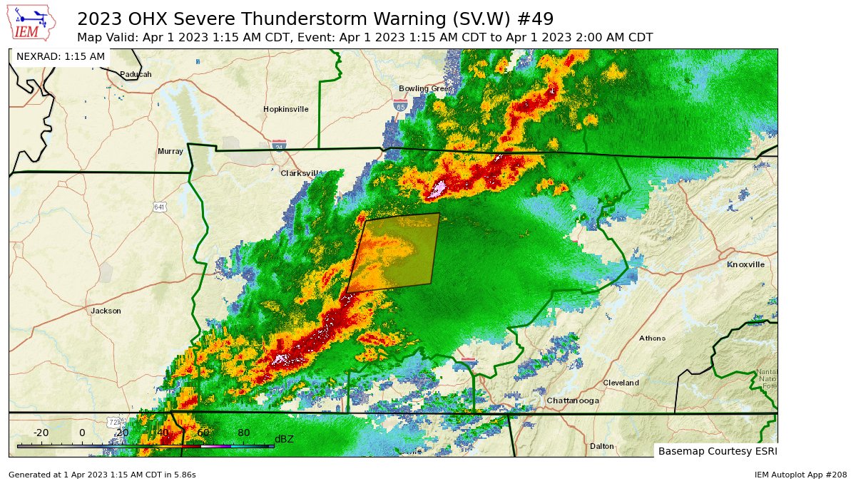 NashSevereWx on Twitter "OHX issues Severe Thunderstorm Warning [wind 60 MPH (RADAR INDICATED
