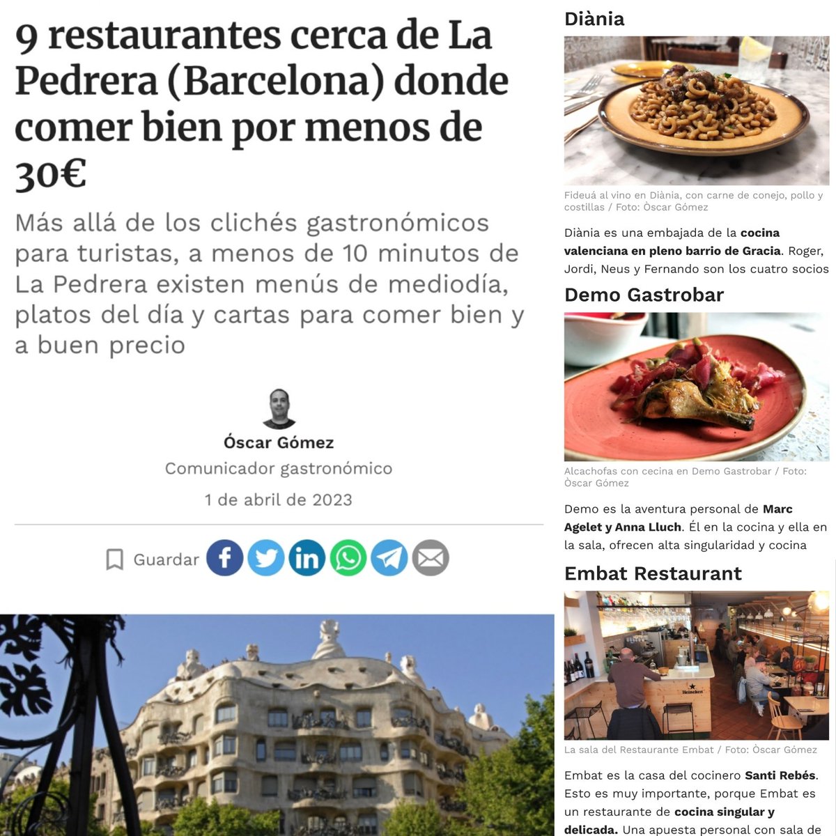 A 10 minutos de paseíllo de San Fernando desde La Pedrera hay locales a buen precio y calidad. Ya basta de cocinas cliché, cartas clonadas, tristeza masticada y colorinchis de Instagram.
Link:
huleymantel.com/barras-estrell…

<a href="/huleymantel/">Hule y Mantel</a> <a href="/novitaelcuiner/">marc agelet</a> <a href="/canboneta/">can boneta</a>