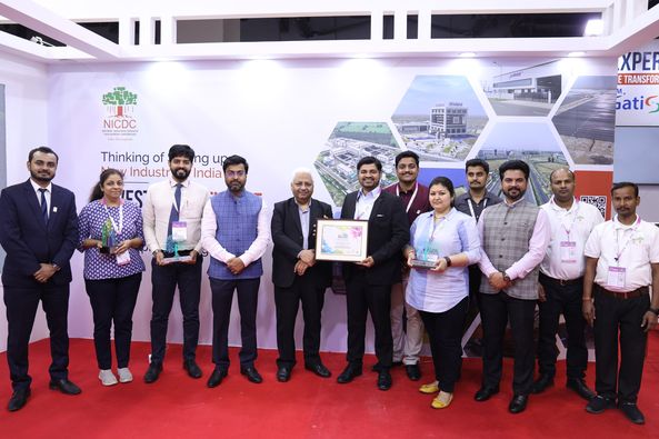 National Industrial Corridor Development Corporation (NICDC) has been awarded with the prestigious 'Greenfield Smart and Sustainable Industrial Cities' at the 8th Smart Cities India 2023 expo, Pragati Maidan, New Delhi.