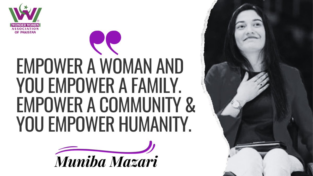 Muniba Mazari - A Wonder Women!
She became the National Ambassador for UN Women Pakistan after being shortlisted in the 100 Inspirational Women of 2015 by BBC.  She also made it to the Forbes 30 under 30 list for 2016 and many more!
#UNWomenPakistan
#MunibaMazari
#wonderwomen