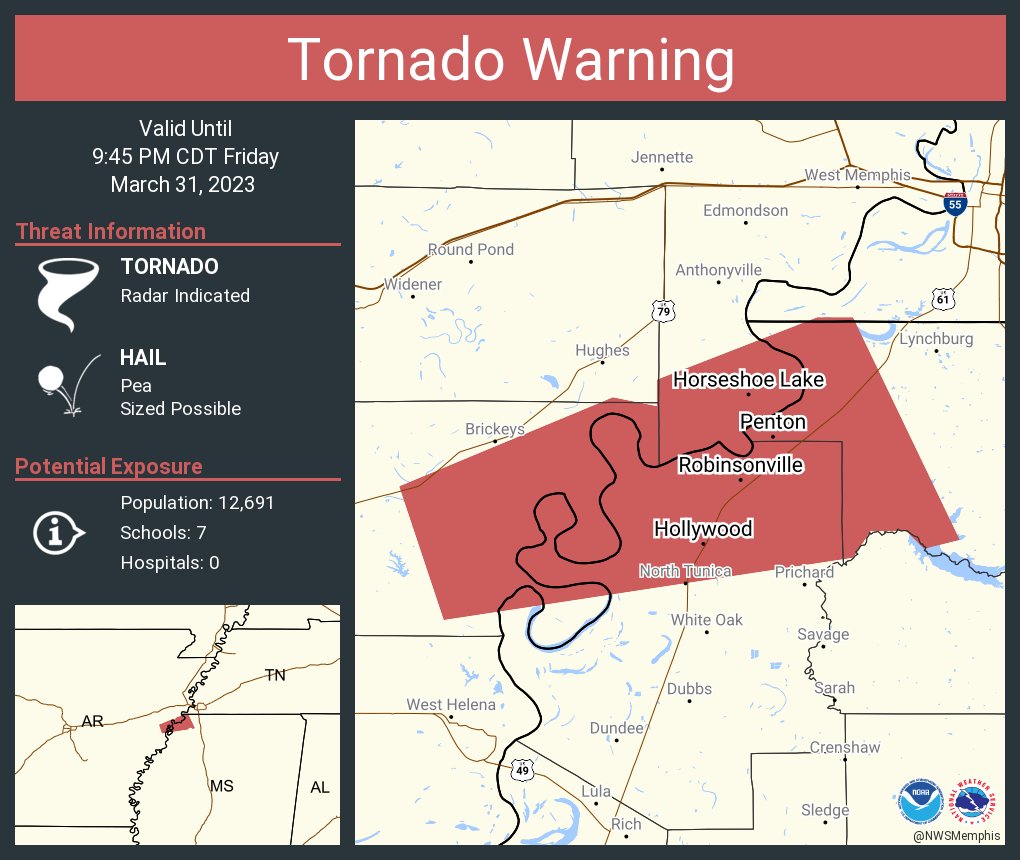 NWS Tornado on Twitter "Tornado Warning including Horseshoe Lake AR