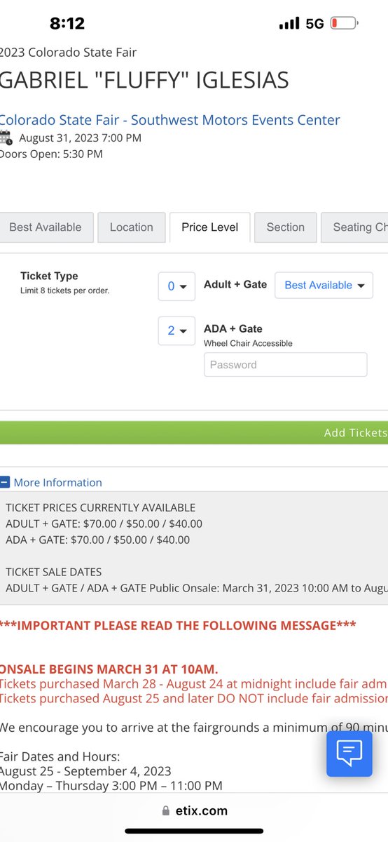 dadzbrat's tweet photo. I went to go buy my @fluffyguy Fluffy tickets today for the #ColoradoStateFair &amp; have never had any issues buying ADA seats ANYWHERE but today I go to buy them and it’s password restricted for ada. WTF.  I’m a sad fluffy panda🥺first #taylorswift seats &amp; now favorite #fluffy 😢😫 https://t.co/GomIFbCK9O