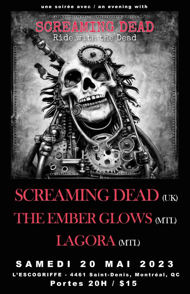 emberglowsband's tweet photo. [ LONG WEEKEND MINI-TOUR! ] We're psyched to say that we have a tour booked with legendary UK horror punks #ScreamingDead THIS MAY for dates in #Sherbrooke, #Montreal and #Ottawa! 🤘🖤
SHER: https://t.co/3NlY2g4Kut
MTL: https://t.co/szpwxDjpYM
OTT: https://t.co/AGYelsAV6a https://t.co/X2WB6zZbLj