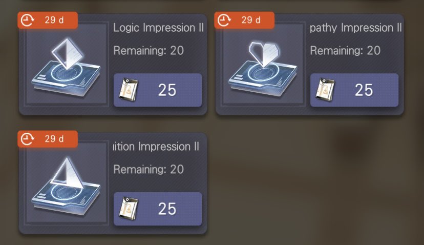 vixiiiart's tweet image. #TearsofThemis Don&apos;t forget this easy task~ 😉 Basic and Advanced Cases have 20 of each Impressions II. #gametips