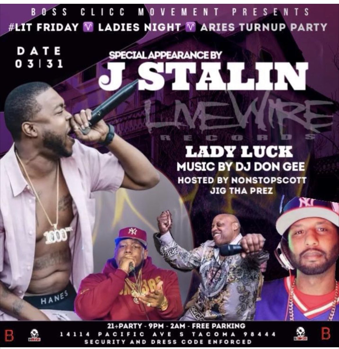 🔥🔥🔥Tonight <a href="/JSTALINLIVEWIRE/">jstalinlivewire.com</a> @ Lady Luck Tacoma WA!!!!! Music by <a href="/djdongee253/">djdongee253</a> presented by BCM <a href="/Philmoe253/">PhilmoeThaDon</a>