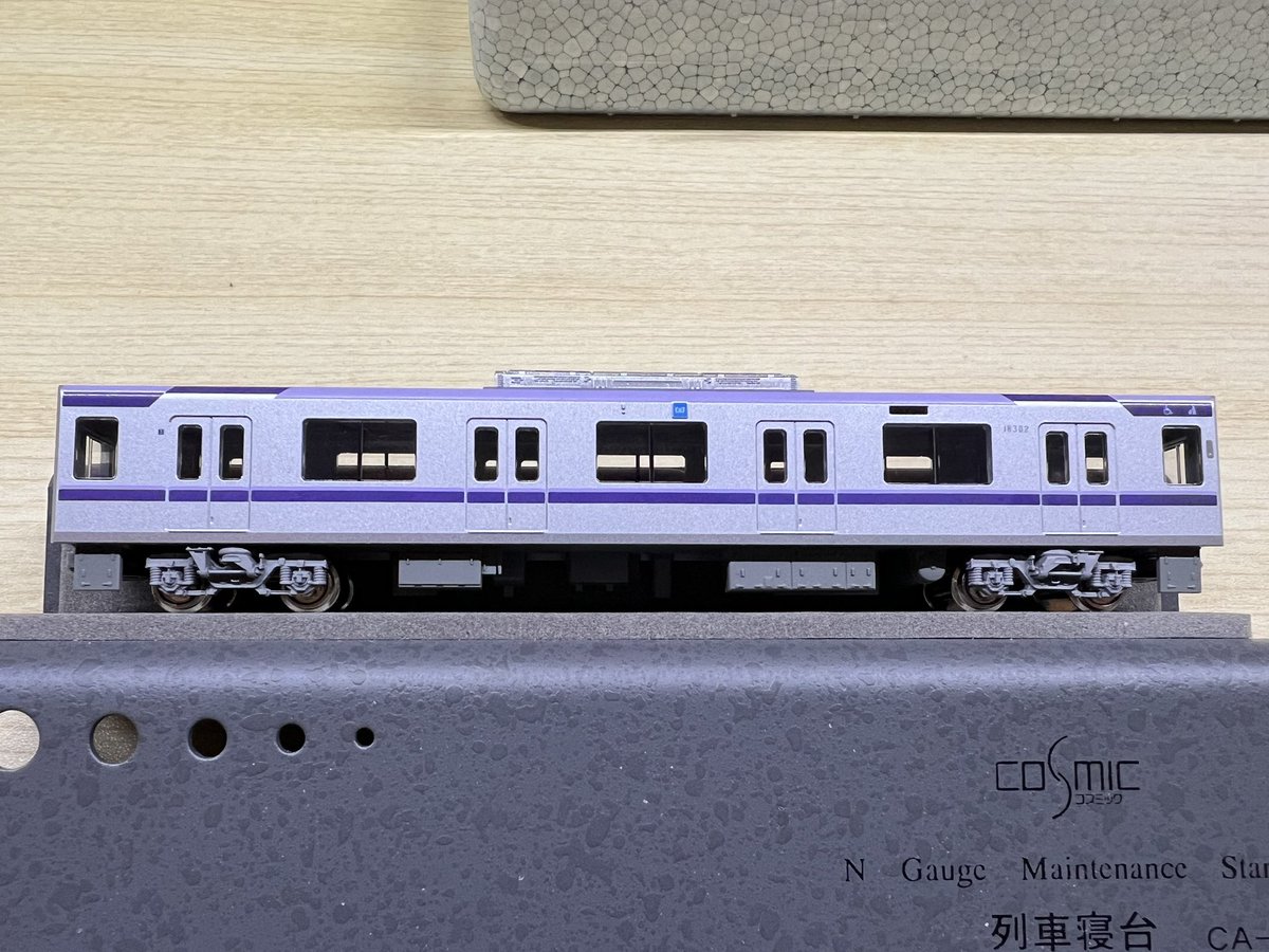 DEHA5022's tweet photo. 先日の3D鉄道模型まつりで購入した、さにきワークス（@snk_works ）さんのPQモニタリング台車を塗装〜取付。
これはかなり良いのではないでしょうか❗

#PQモニタリング台車
#さにきワークス
#18000系 https://t.co/AH2kD6LVu4