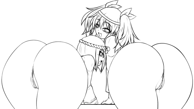 尻を差し出す月ちゃんと咲保ちゃん
尻は好きなように描いていいから良い 