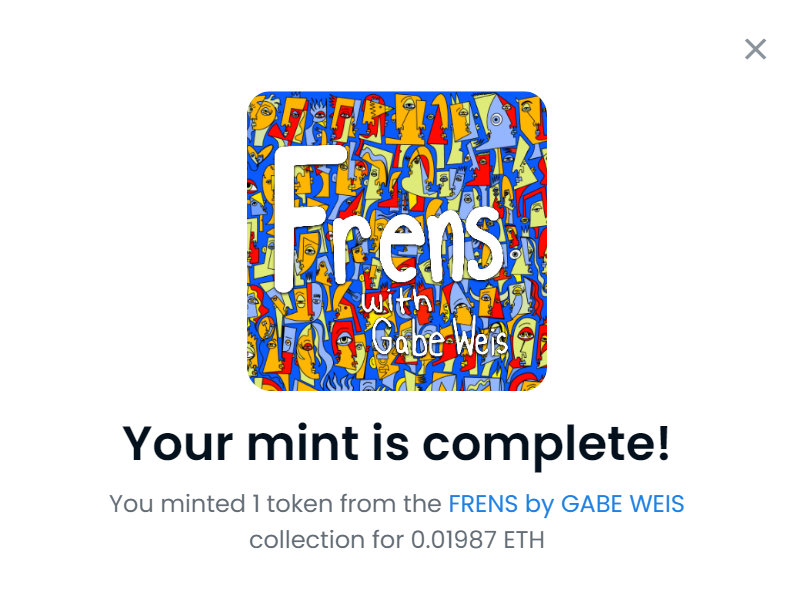 Minted one and bought one.
Two Frens by <a href="/GabrielJWeis/">Gabe Weis</a> now is on my gallery.

Love the art