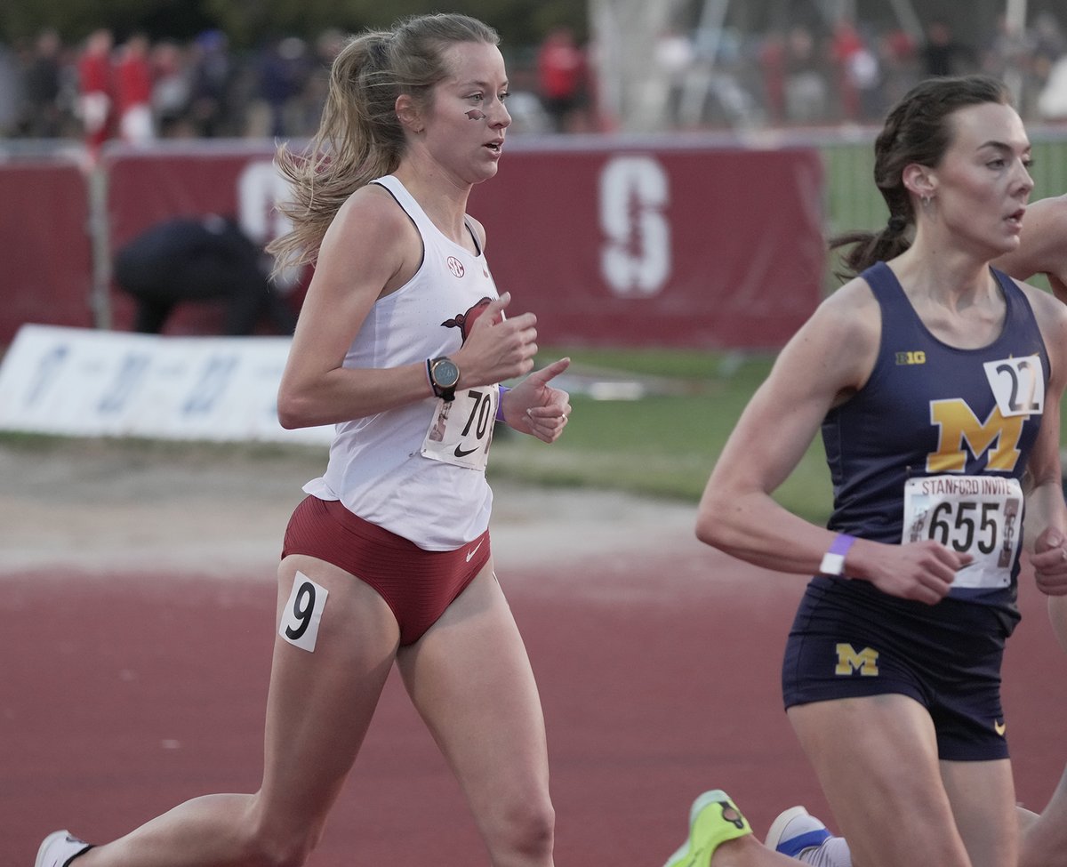2023 Stanford Invitational

Women's 5,000m, Section 3

3) 16:05.37 Heidi Nielson [PR]
10) 16:13.84 Claire McCune [PR]

Nielson bettered previous outdoor PR of 16:30.50 from 2022

Also improved upon indoor PR of 16:16.56 from 4th place at 2023 SEC meet