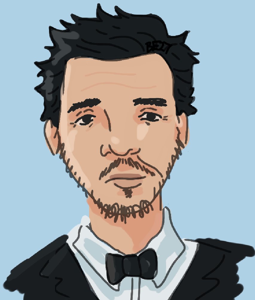 I drew Pedro Pascal for a garlic knot...(yes it was tasty)
Also happy early bday   