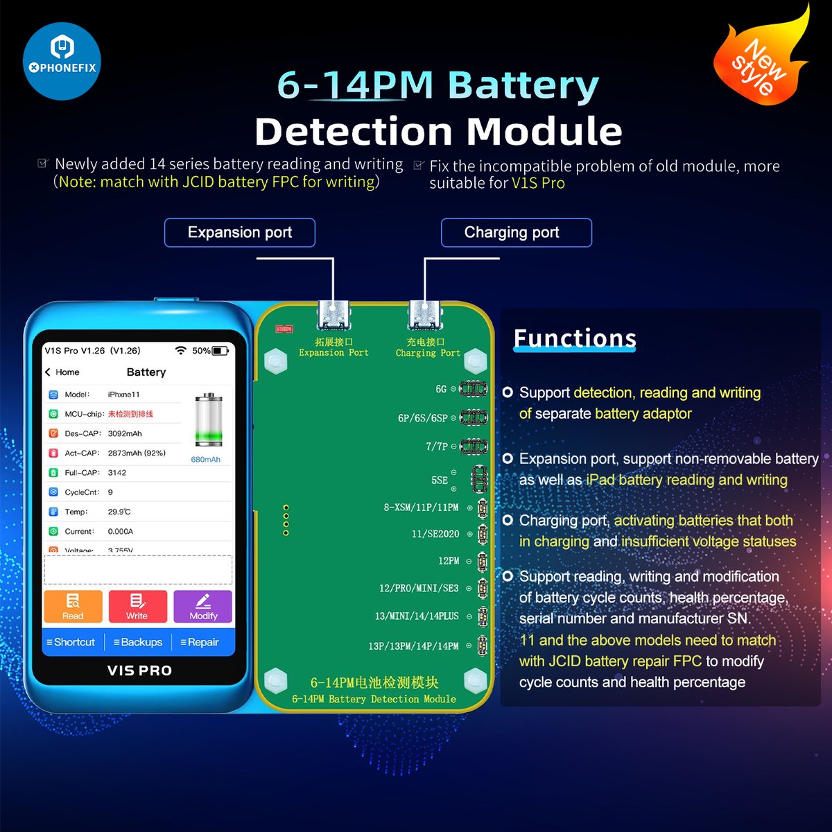vipprogfixphone's tweet image. #JCID iPhone 6-14 Pro Max Battery Detection Module works with JCID V1S Pro programmer.
JCID battery module: diyfixtool.com/products/jc-ba… 
#JCProgrammer #JCIDtool #iPhonebattery #iPhone14 #iPhone14ProMax